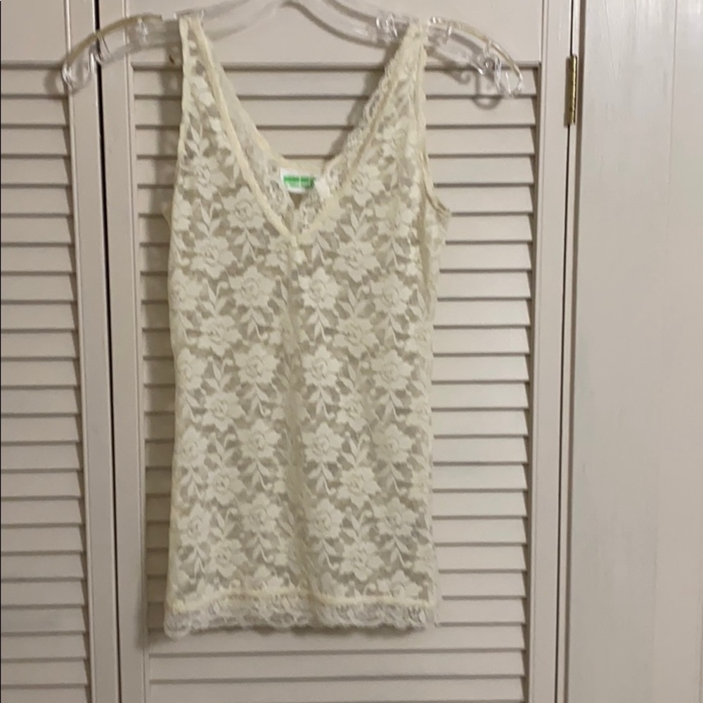 Dream Out Loud cream floral lace tank